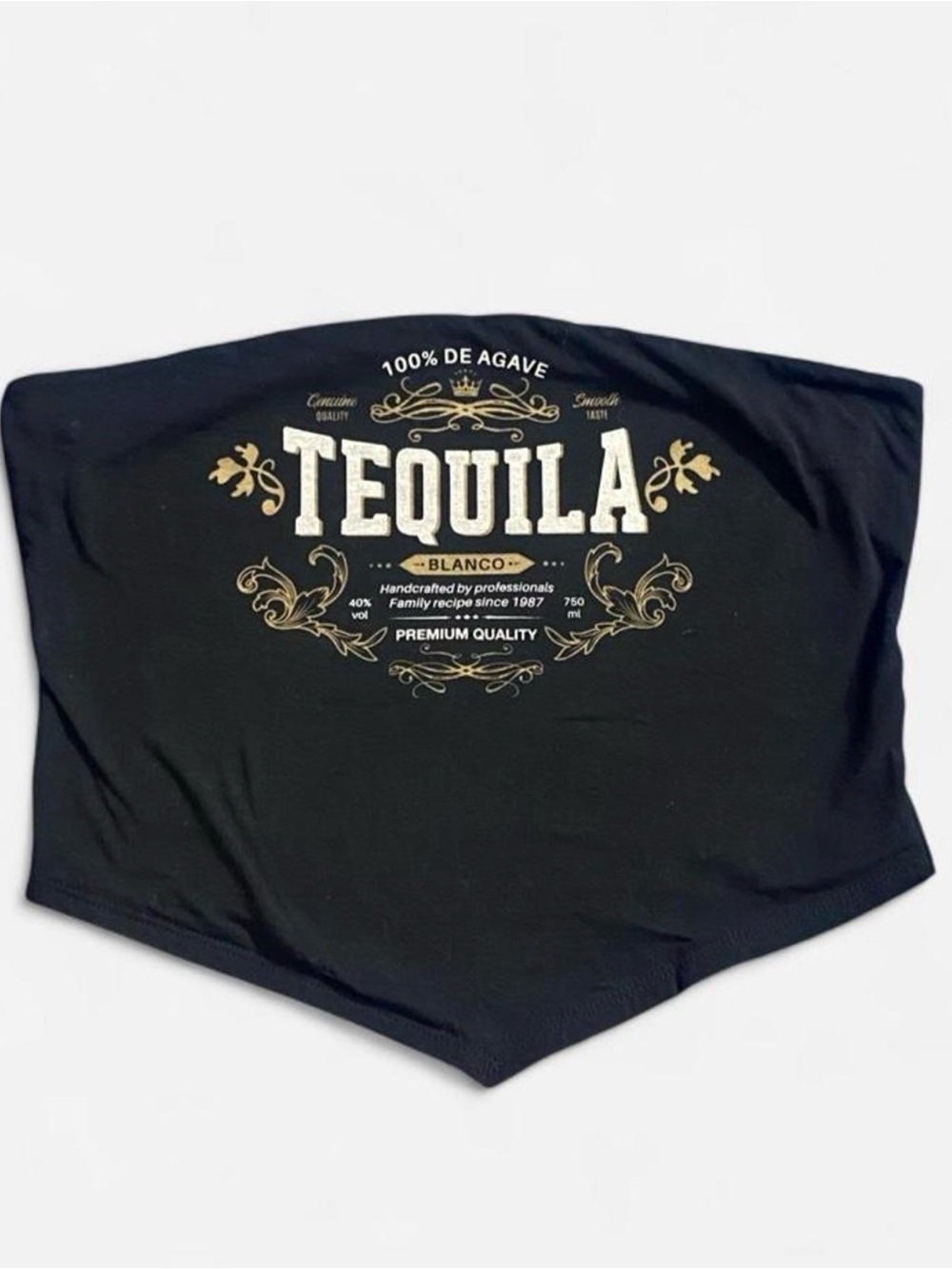 Y2K Tequila Graphic Black Tube Top
